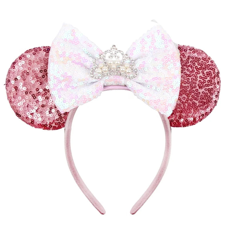 New Glitter Crown Castle Hairband Girls Princess Party Headwear Sequins Mouse Ears Bow Headband Hair Accessories Kids Boutique Qme Headband 14