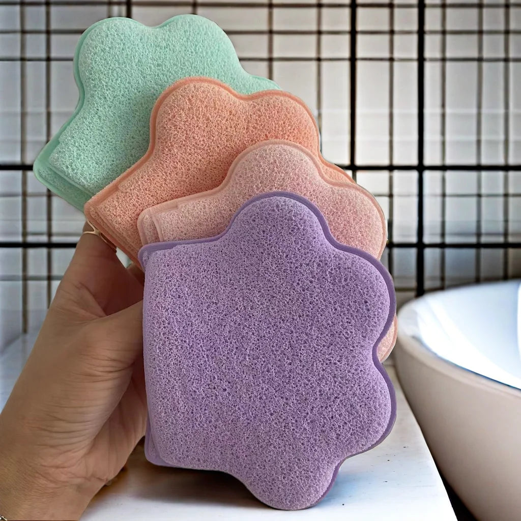 Cat's Paw Facial Sponge Cleansing Pads Reusable Glove Bath Bubble Qme