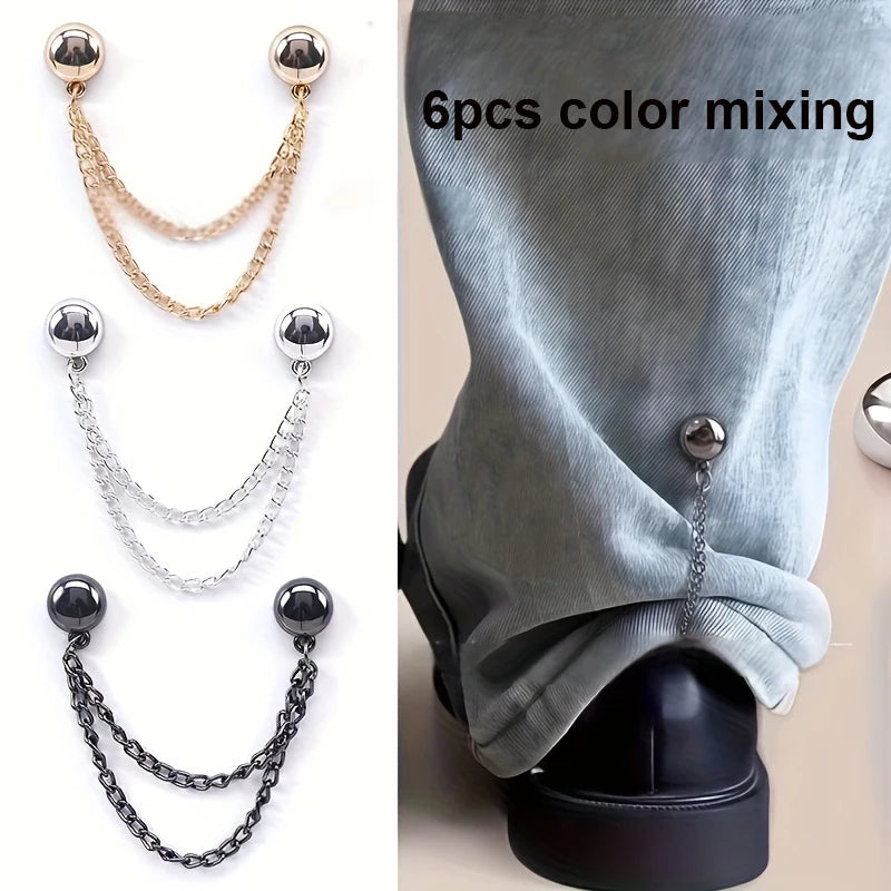 4/6Pcs Magnetic Clothing Clip - Adjustable Chain Design, Spherical Trim/Suitable for Shirts, Sleeves, Skirts and Pants Qme 6pcs color mixing