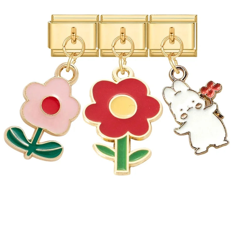 Fashion Pendant Series Lovely Dogs Cats Italian Charm Link Stainless