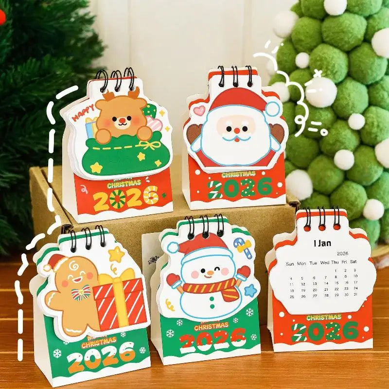 2026 Christmas Desk Calendar Mini Cartoon Cute Patterns Table Qme