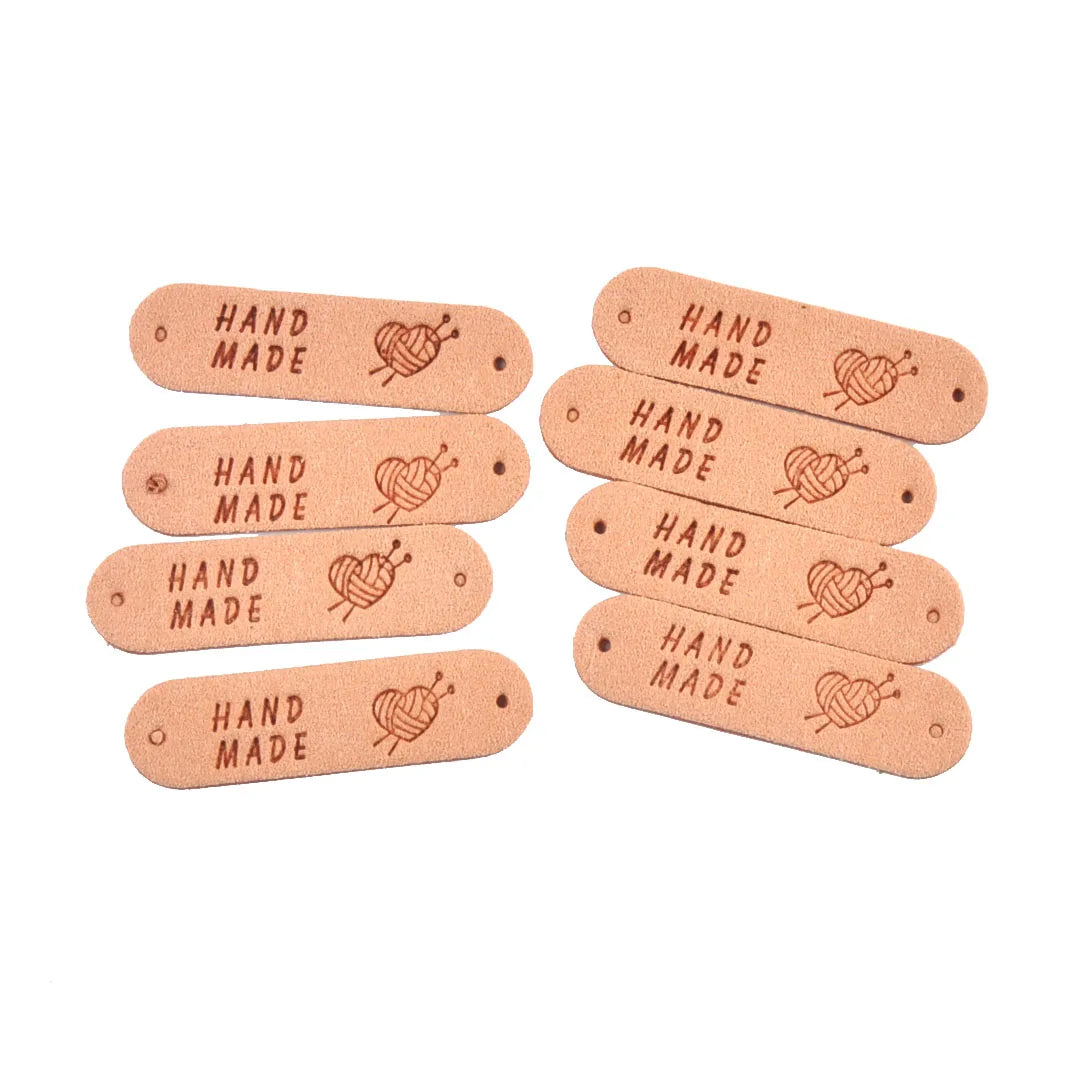 20Pcs 4.5x1.2cm 15Colors Mixed Leather Embossed Labels Sewing Accessories 2holes Garment Tag Handmade DIY Clothes Material c4017 Qme 7-20Pcs