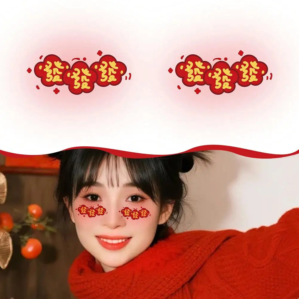 2026 New Year Face Decals Easy-Apply Festive Makeup Stickers For Parties Temporary Waterproof Facial Decor Tattoo Accessori M3M6 Qme
