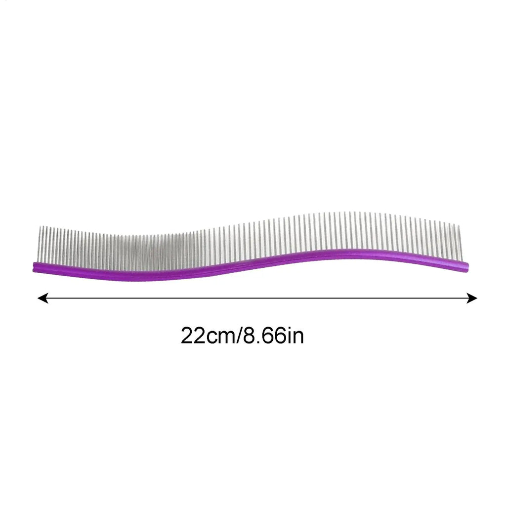 Dog Comb Pet Grooming Hair Removal Curved Comb Pet Comb Metal Teeth Comb for Dogs & Cats Pet Hair Comb for Home Grooming Removes Qme