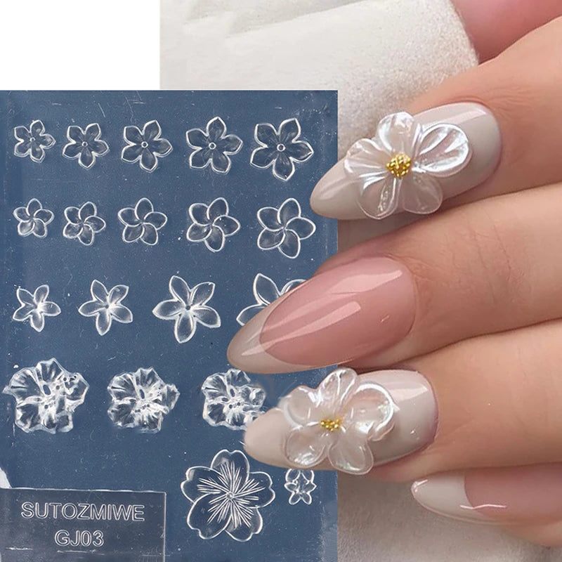 DIY Frangipani Flower Silicone Nail Art Mold Transparent Handmade Qme