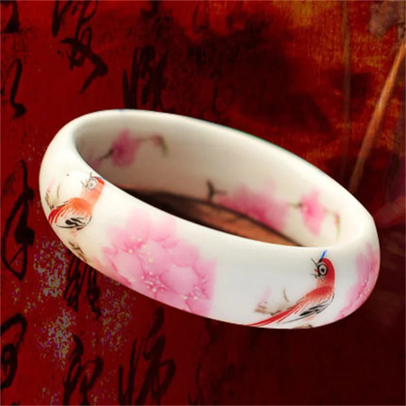 Chinese Antique Blue and White Porcelain Bangle Classic Ethnic Jingdezhen Ceramic Crafts Collection Jewelry Gifts Collection Qme 11-thick-1.7cm 58-60mm