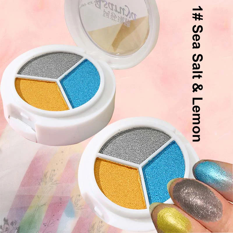 3 Colors Pearlescent Eyeshadow Palette Creamy Mousse Texture Earth Qme 01