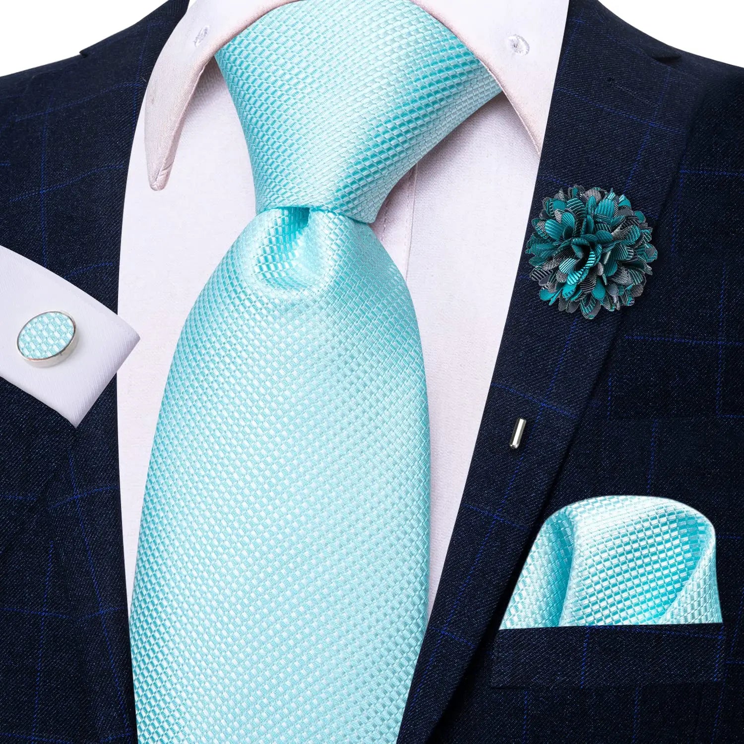 Striped Purple White Tie With Brooch Silk Elegent Necktie For Men Handky Cufflink Fashion Wedding Business Party Hi-Tie Designer Qme N-3775-XH-0058