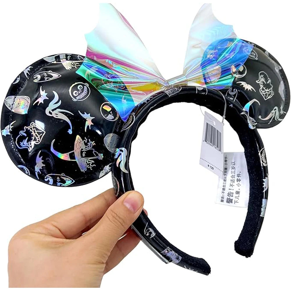 Mickey Mouse Ears Headbands Shiny Bow Headband Hallowmas Party Decoration Cosplay Hair Accessories Hairband for girl Women Adult Qme