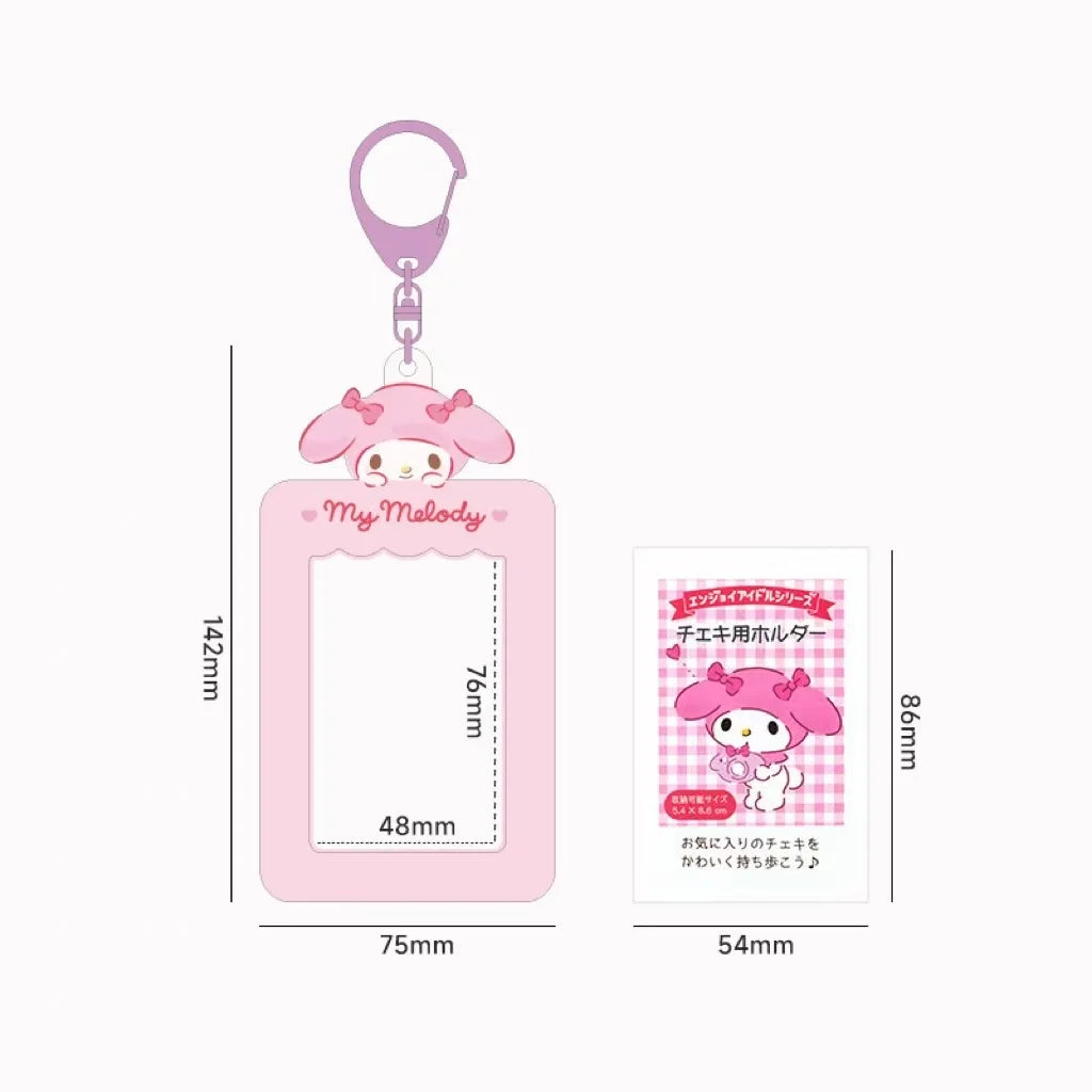 Cute Sanrio Cartoon Card Holder Portable Photo Pendant Keychain Qme Melody M