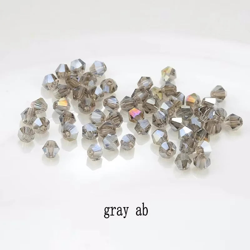 4mm Crystal Bicone Beads 100PCS Faceted Glass Beads Rainbow Loose Craft Beads for Bracelet Necklace Earring Keychain Making DIY Qme gray ab