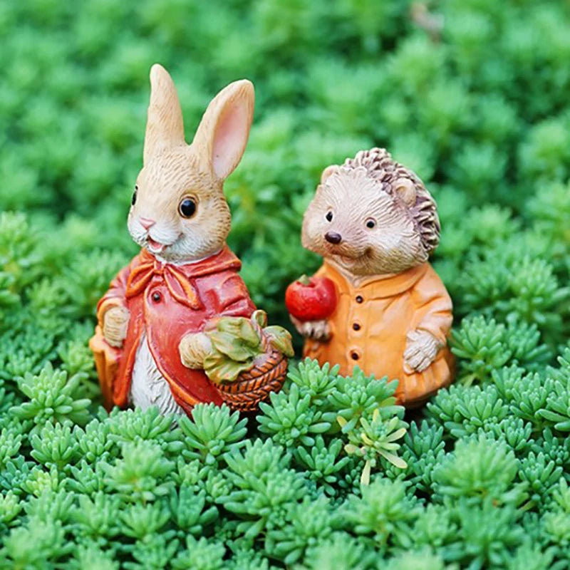 Mini Countryside Turtles Rabbits Hedgehog Statues Sculptures Yoga Qme