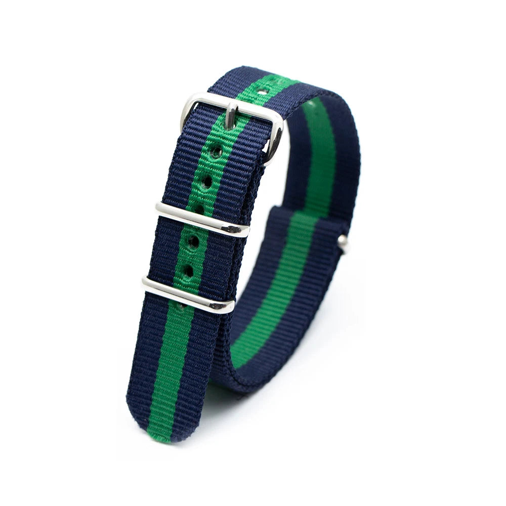 Durable Striped Nylon Wristband Bracelet Style Watch Band 18MM 20MM 22MM 24MM Universal Strap for Sport Casual Watches Qme