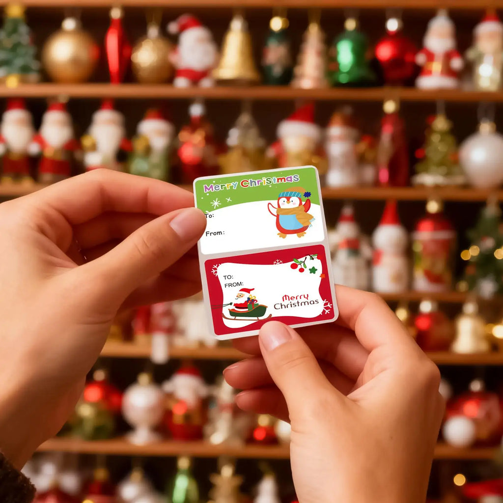 Christmas Stickers Roll 500 Assorted Cartoon Adhesive Holiday Labels Qme