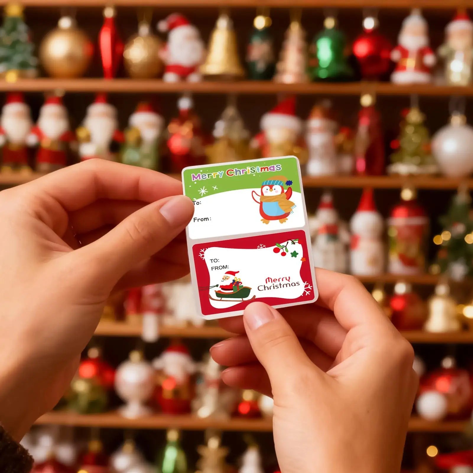 Christmas Stickers Roll 500 Assorted Cartoon Adhesive Holiday Labels Qme