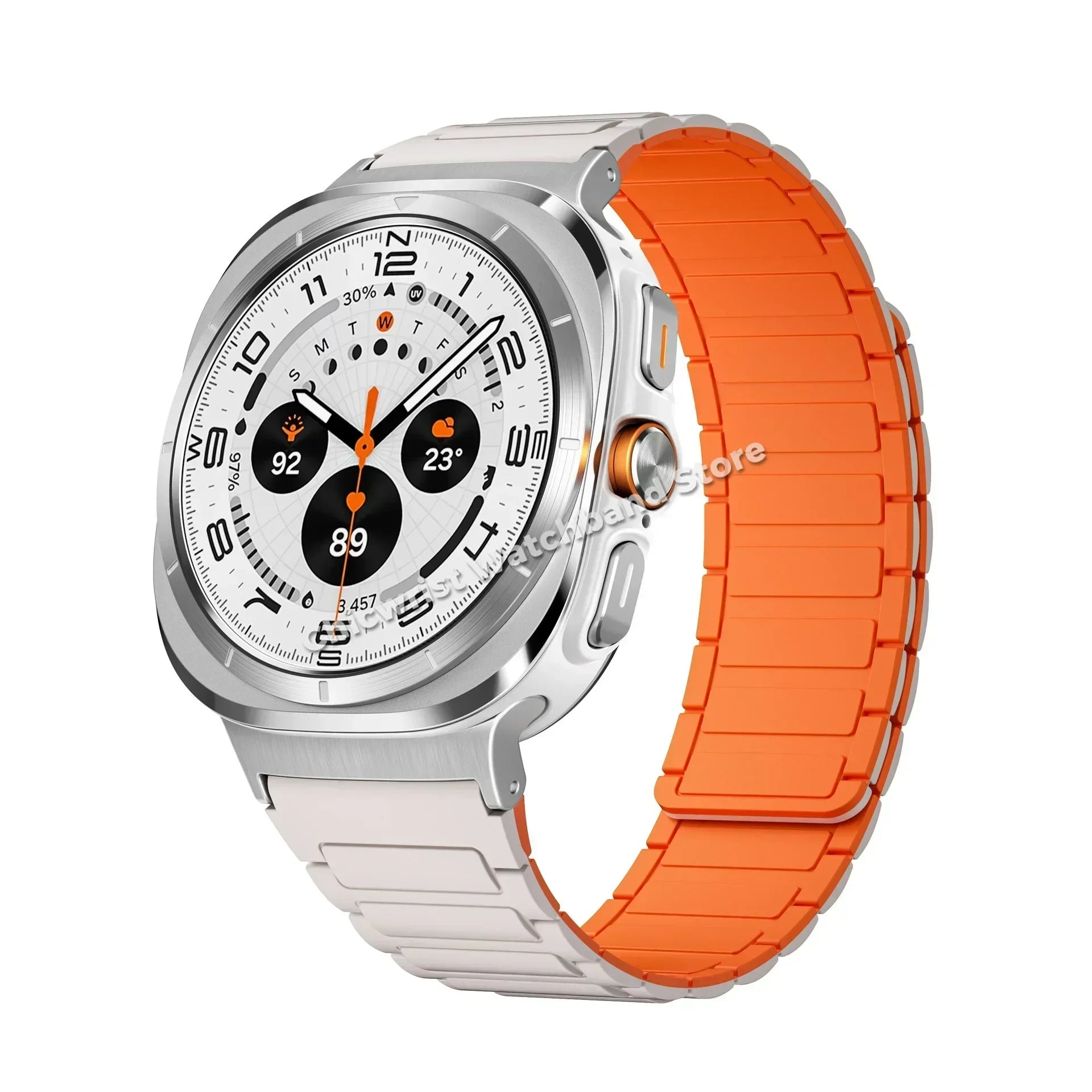 Silicone Sport Band for Samsung Galaxy Watch 7 Ultra 47mm Magnetic Loop Strap for Watch 7 Ultra 47mm No Gaps Curved End Bracelet Qme StarOS Galaxy Ultra 47mm