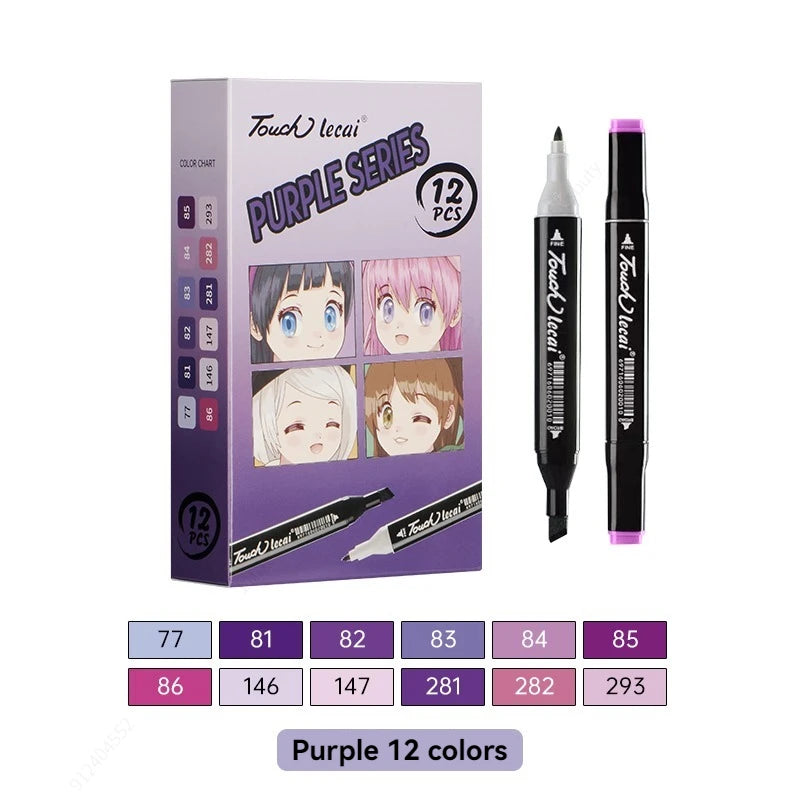 Alcohol Markers, Dual Brush Tip Permanent Art Markers, Coloring Marker, for Book Painting Card Making, Christmas gift Qme purple series