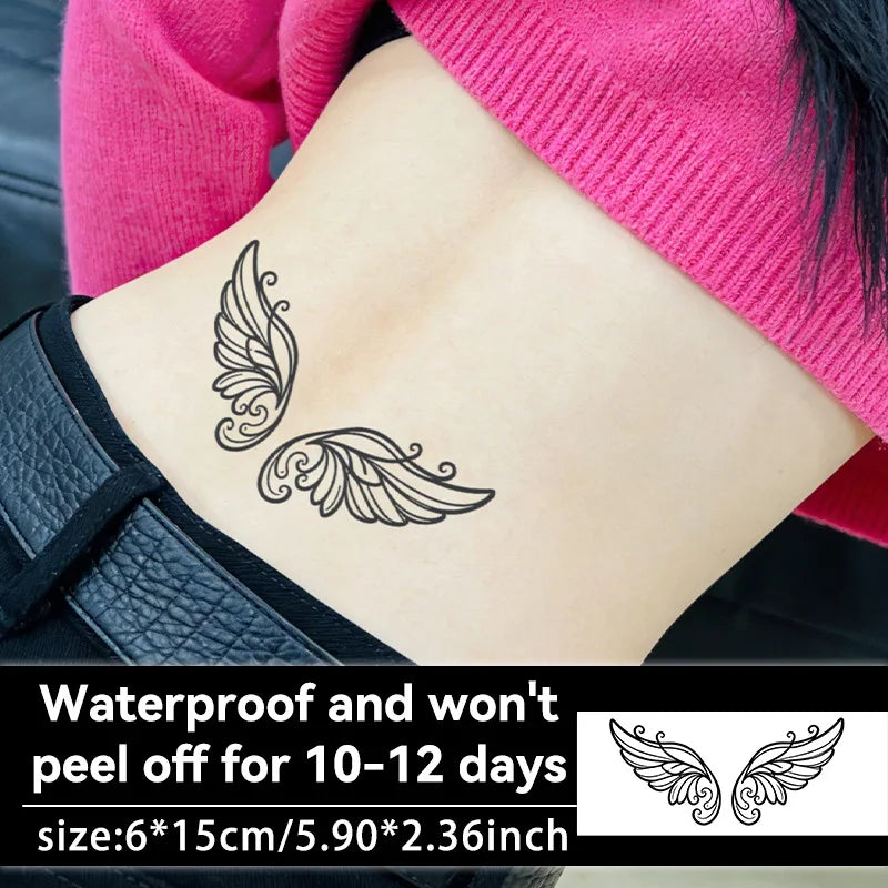Butterfly Wings Tattoo Sticker Waterproof Temporary Tattoo Angel Elegant Design for Women Arm Chest Qme