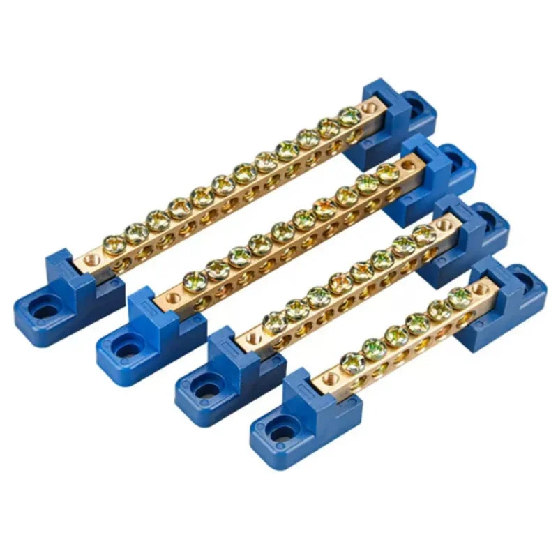 1pcs 6*9 Copper Ground Bar - 4/6/8/10/12 Hole Terminal Block for Distribution Box Zero Ground Wiring Connection Qme 12P