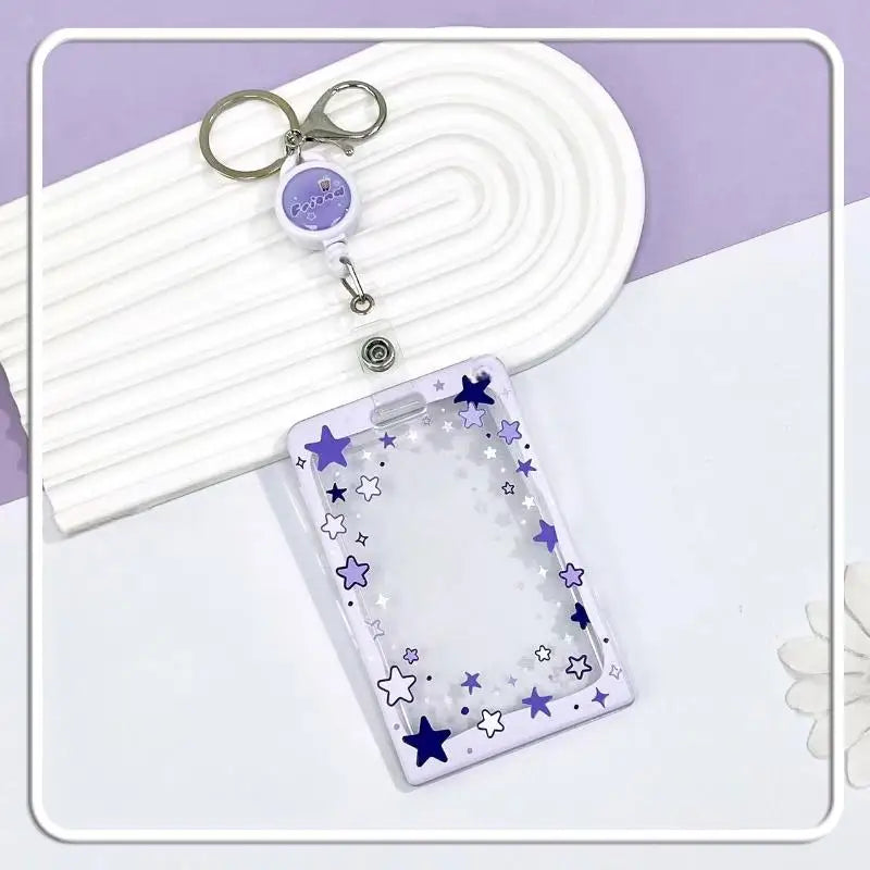 Star Sliding Cover Card Holder Transparent Portable ID Protector Kpop Qme A16