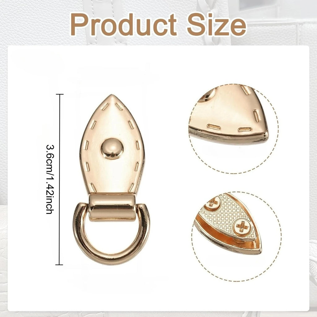 Metal Leaf Shape Bag Strap D Ring Buckle Rivet Decor Handbag Side Connector Clasp DIY Purse Bag Hardware Replacement Accessories Qme