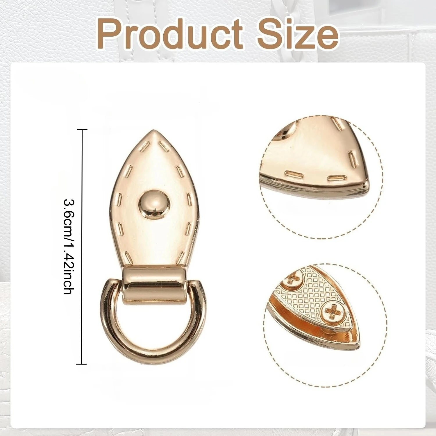 Metal Leaf Shape Bag Strap D Ring Buckle Rivet Decor Handbag Side Connector Clasp DIY Purse Bag Hardware Replacement Accessories Qme