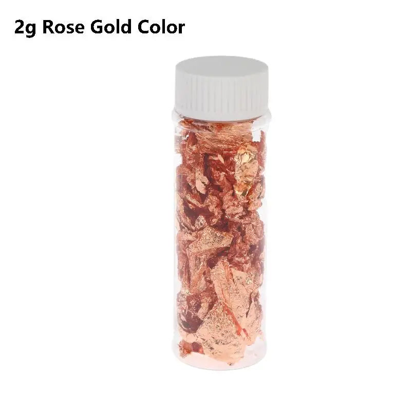 2 5 Metallic Foil Flakes Gold Colorful Alloy Arts Nails Painting DIY Qme 2g Rose Gold Color