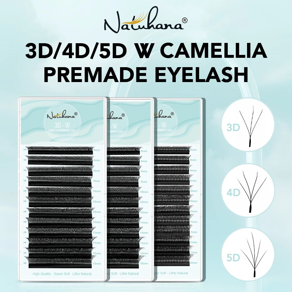 NATUHANA 3D 4D 5D Camellia Lashes Wispy Volume Fan False Eyelashes C Qme