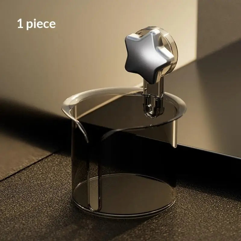 Transparent Suction Cup Tissue Holder Cute Star Design No Drilling Large Capacity For Bathroom And Kitchen Use Qme Gray