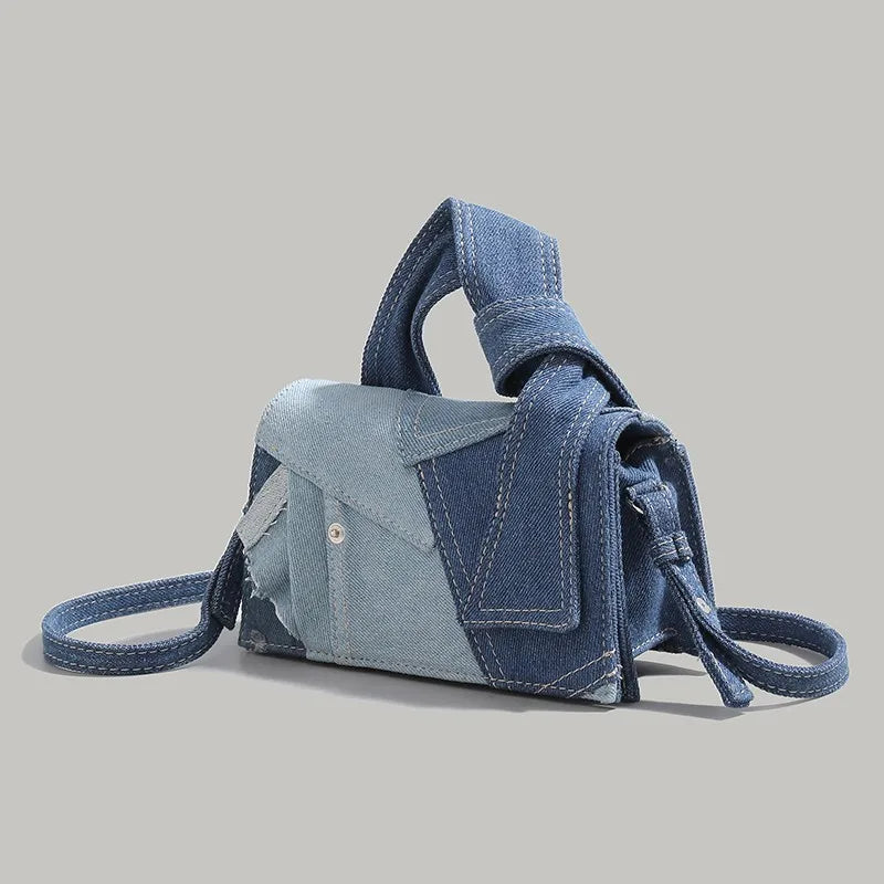 Boho Chic Denim Mini Square Bag Women Minimalist Everyday Carry Qme
