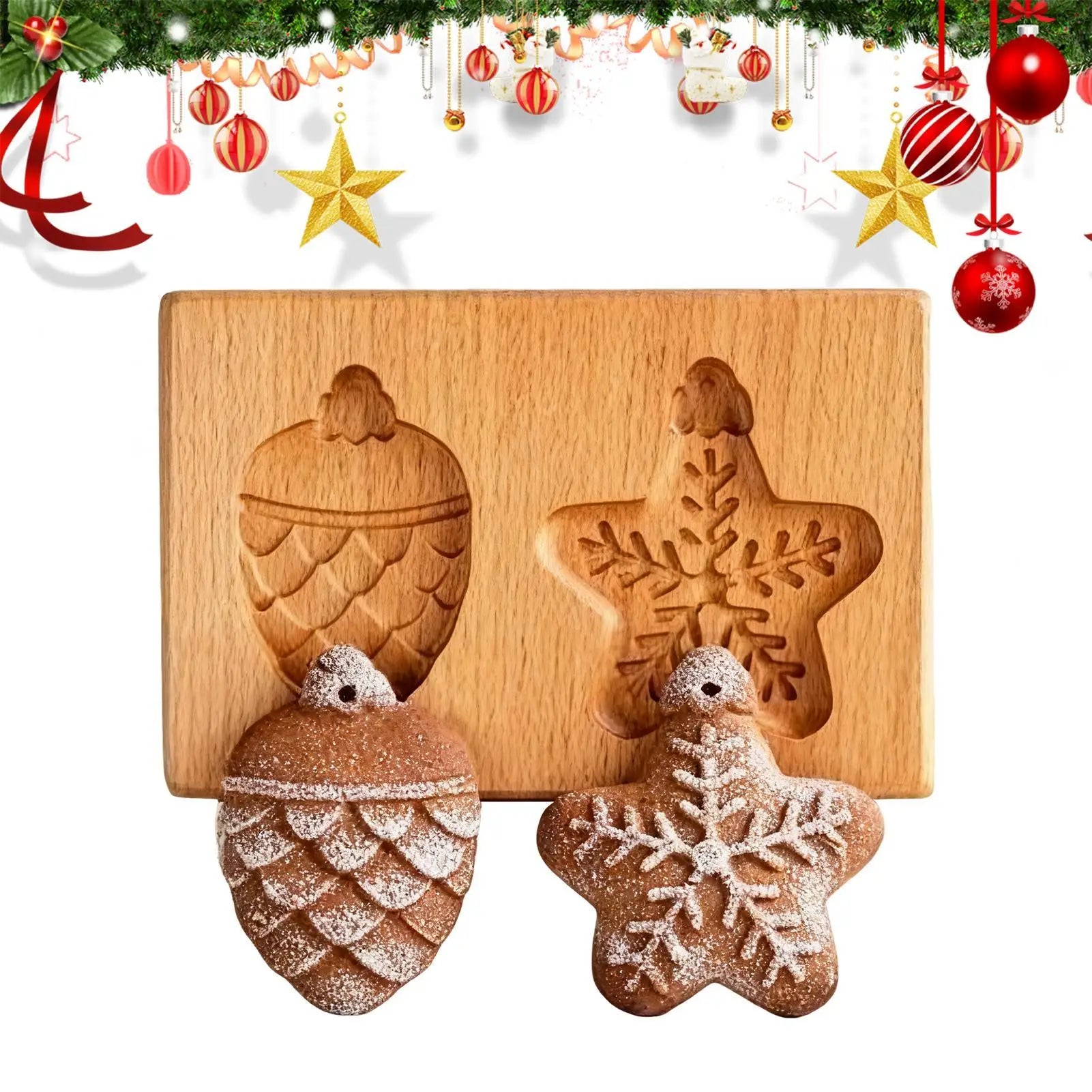 wooden Cookie Press Stamp 3D Easy Release Tools Cookie Press Molds For Family Home Party Holiday Indoor Outdoor Baking tool Qme