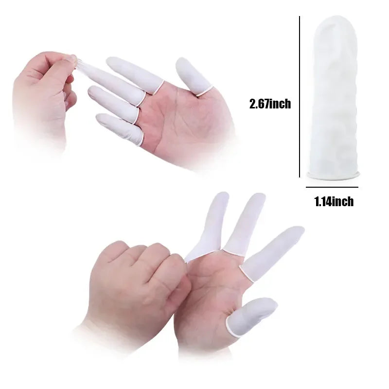 Disposable Latex Finger Cots Medium Anti Static Rubber Fingertip Protective Finger Cots for Epoxy Resin Handmade Jewelry DIY Qme