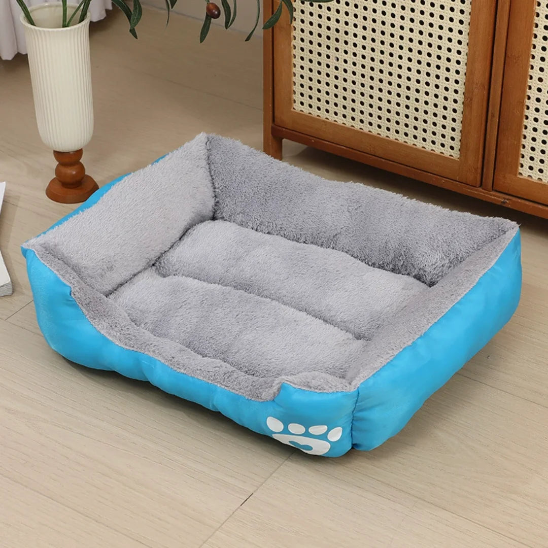 Soft Square Large Dog Sofa Elastic Dog House Cushion Winter Warm Medium Dog Bed Washable Cat Kennel House Accessories Qme Blue XXXL-90x70cm