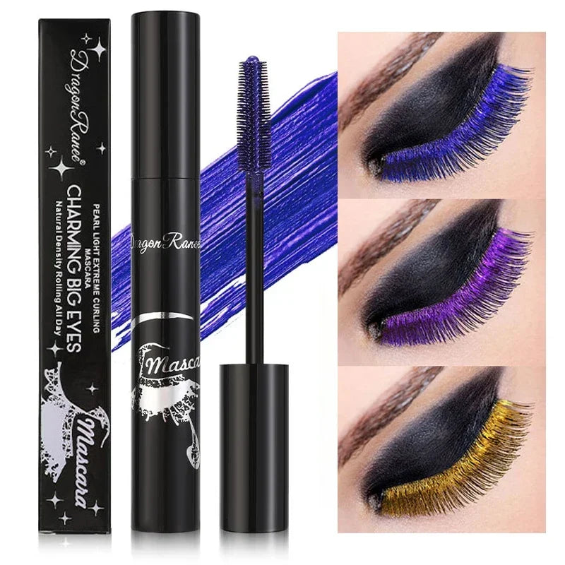 Colorful Mascara Blue Gold Pink Glitter Shimmer Mascara Waterproof Lasting Thick Curling Lengthen Eyelash Extension Mascara Qme