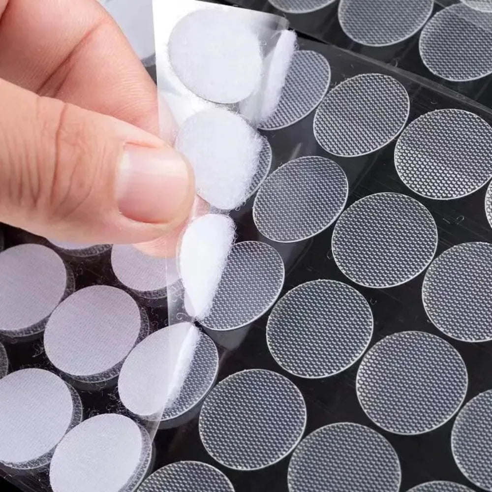 100Pcs Self Adhesive Double Sided Strong Glue Sticker Fastener Tape Dots Transparent White Round Hook Tape DIY Accessories Qme