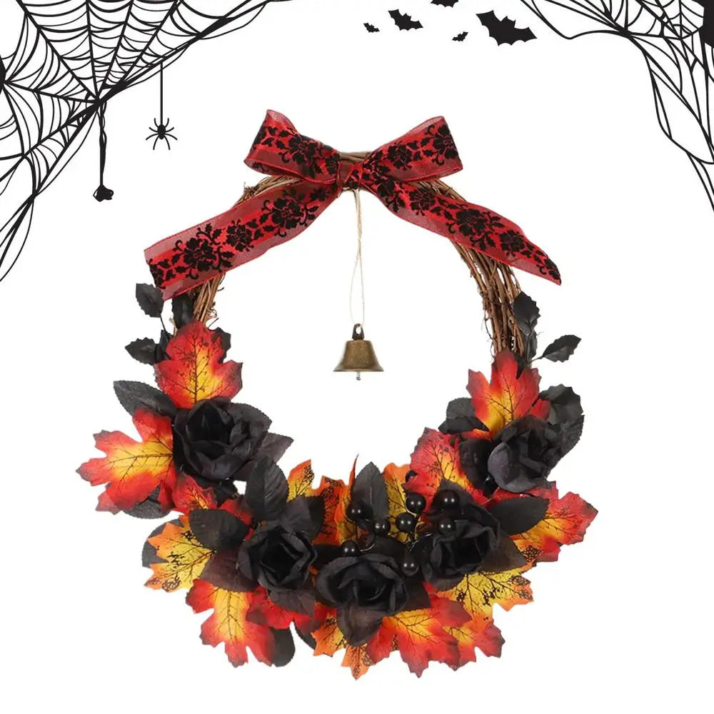 Halloween Wreaths Front Door Festival Window Garland Realistic Maple Qme As picture China Mainland