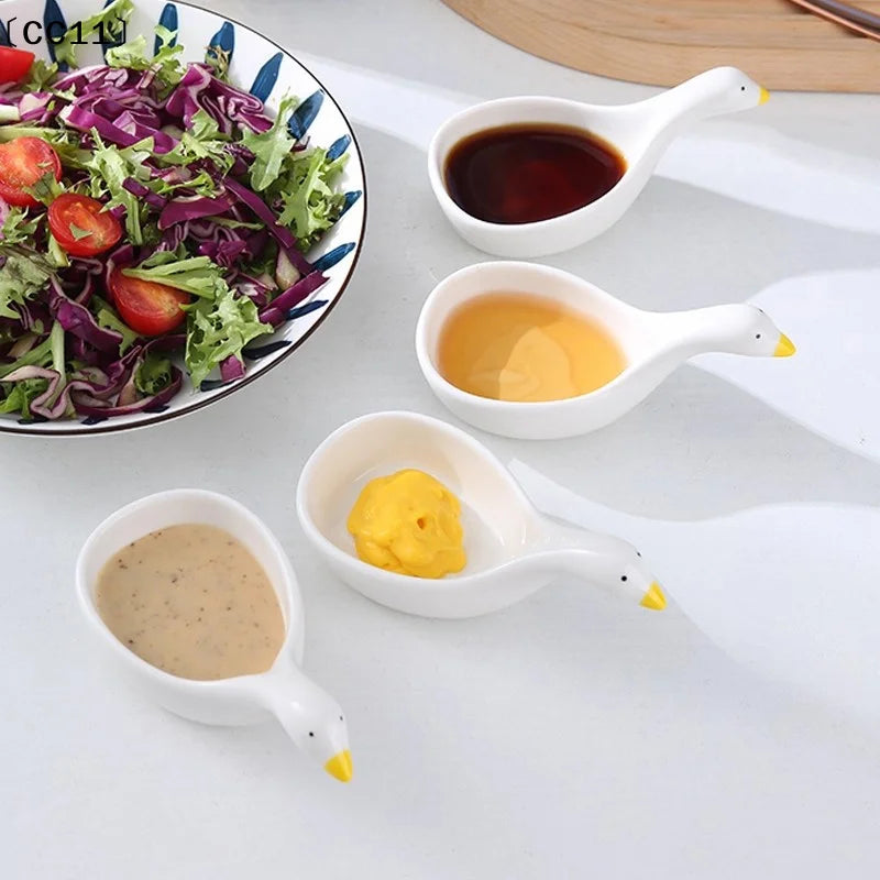 Cute Plastic Goose Rabbit Shaped Dishes Mini Cream Bowls Adorable Qme