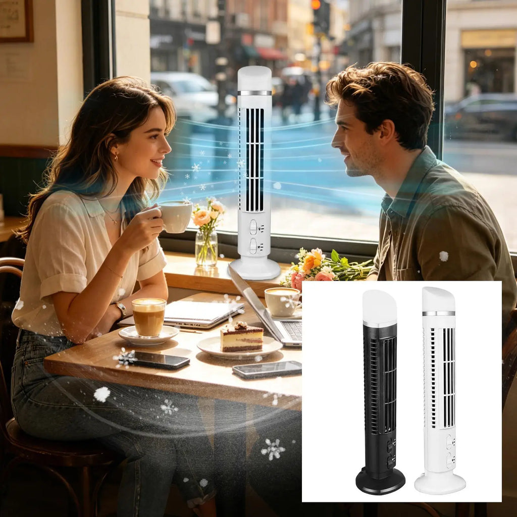Tower Fan for Bedroom 2-Speed Quiet USB/Battery with Nightlight Portable High Velocity Tower Fan for Bedside Living Room Kitchen Qme