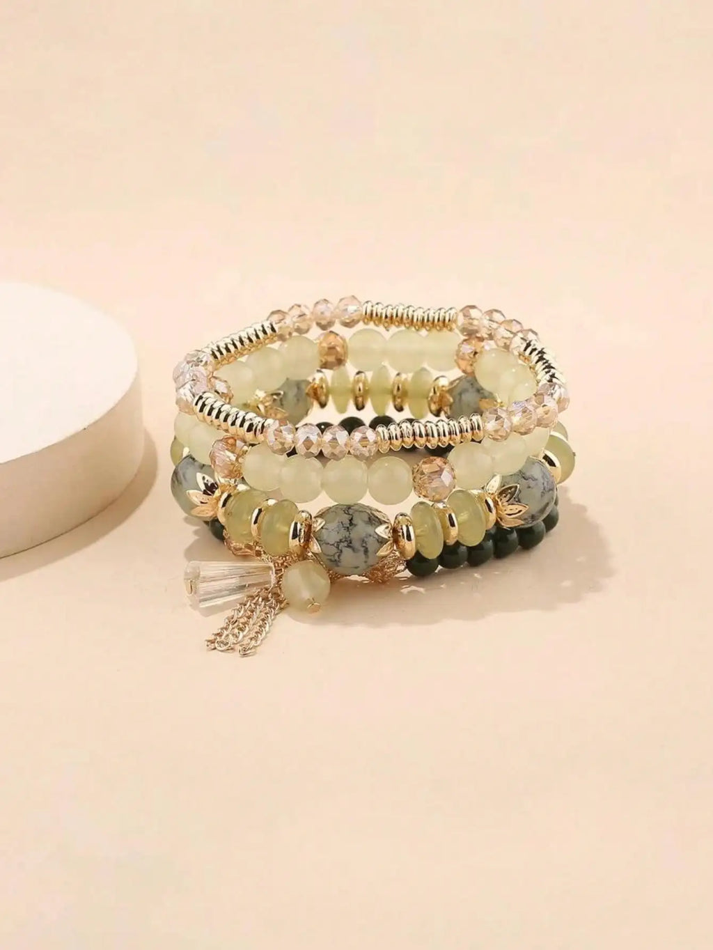 Random Crystal Bead Bracelet Imitation Agate Pearl Tassel Chain Qme