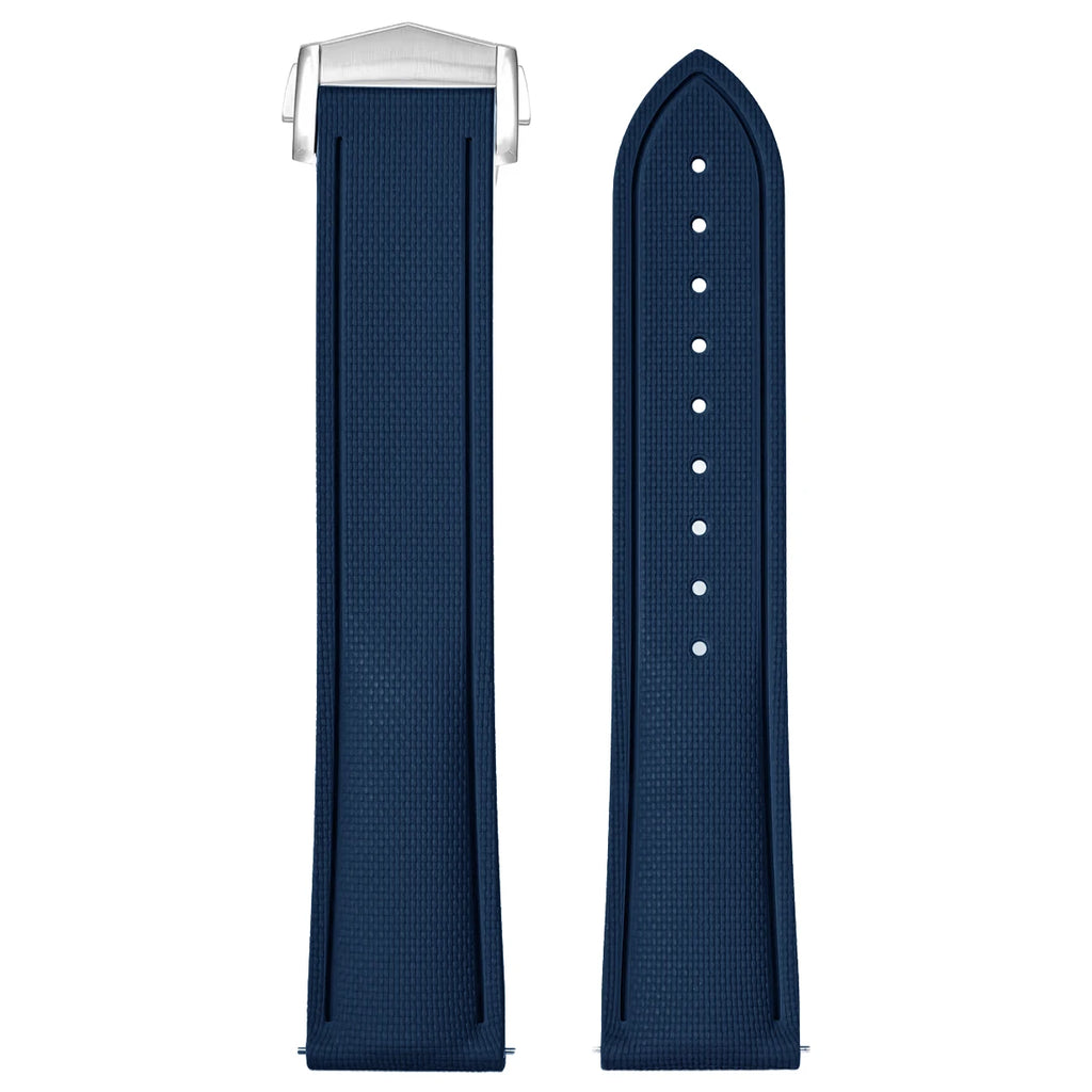 Fluoro Rubber Strap for Omega Seamaster 20mm 21mm 22mm FKM Quick Release Universal Watch Band Accessories for Rolex for Tudor Qme Dark Blue 20mm
