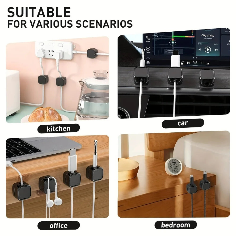 1-6Pcs Cable Organizer Holder Magnetic Cable Clip Charging Data Cable Holder Adhesive Wire Keeper Under Desk Cable Management Qme