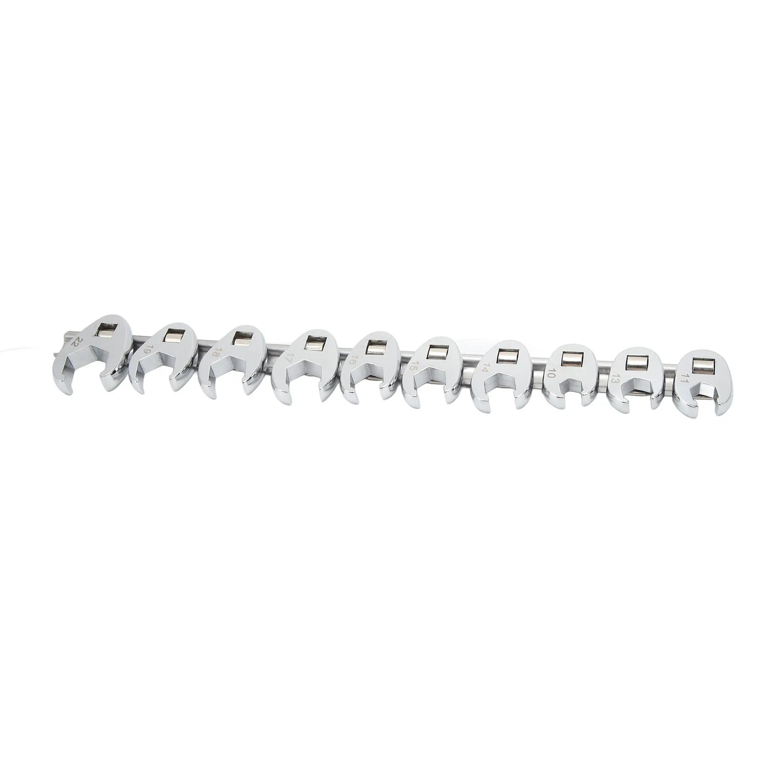 10pcs Chrome Plated Wrenches Crows Foot Wrench Set 10mm to 22mm Sizes Nut Wrench for 3/8in Drive Ratchet Qme