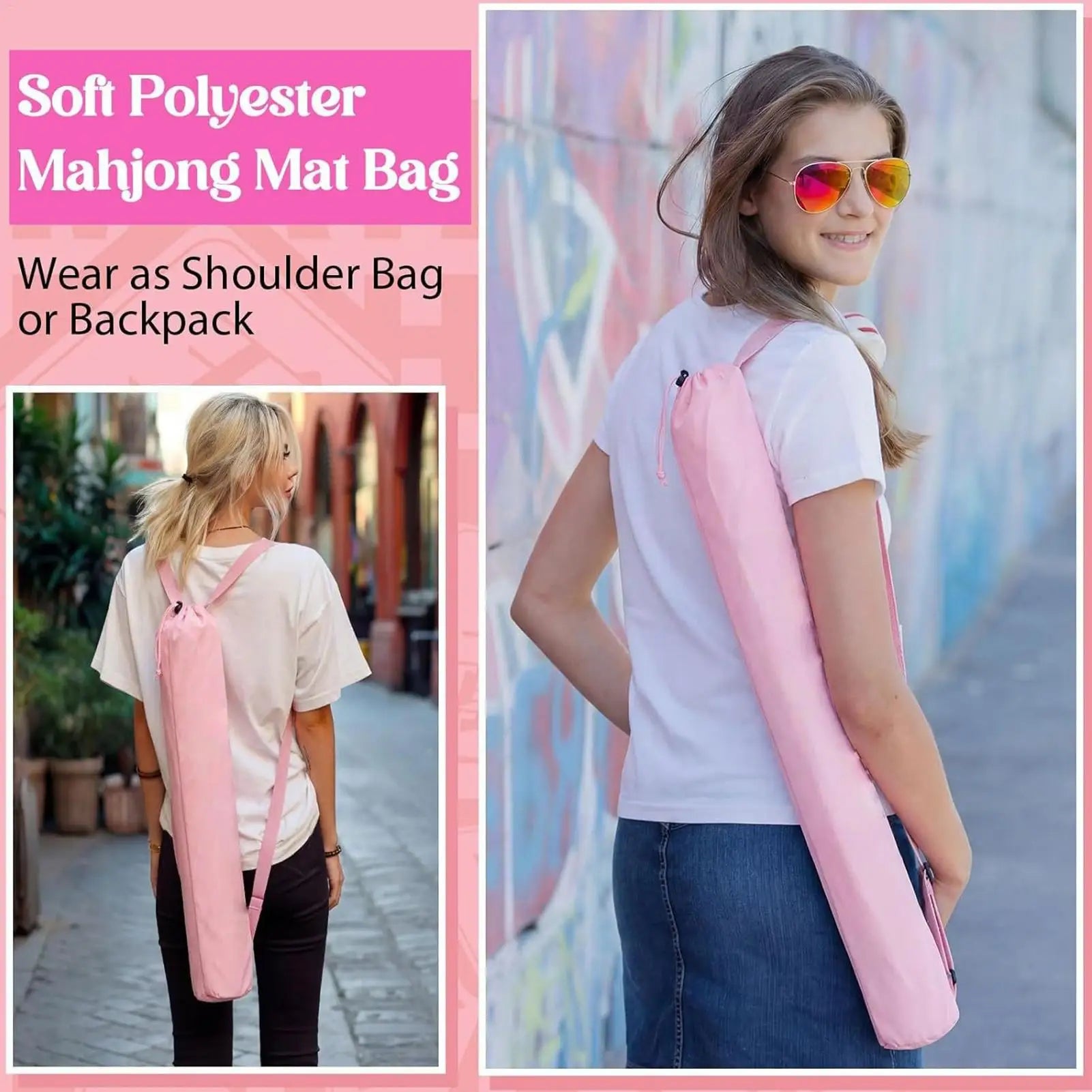 Mahjong Mat Carrying Bag Drawstring Portable Strap Travel Storage Qme