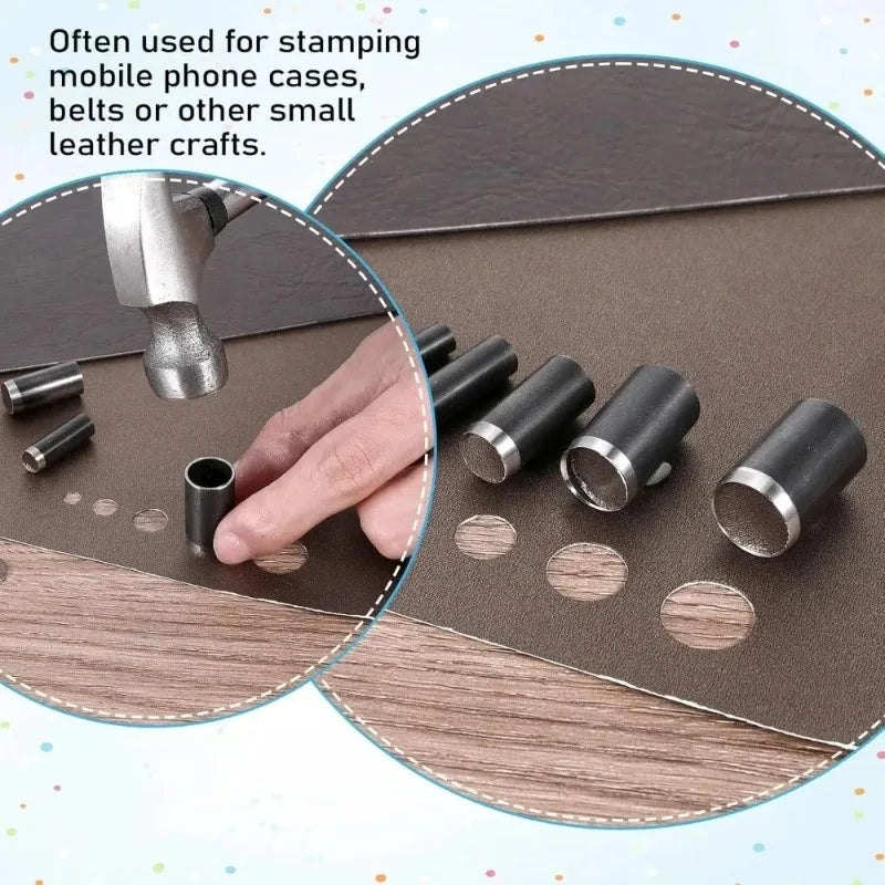 Durable 15 Sizes Round Hole Punch 1- Hollow Leather Handmade Punching Qme