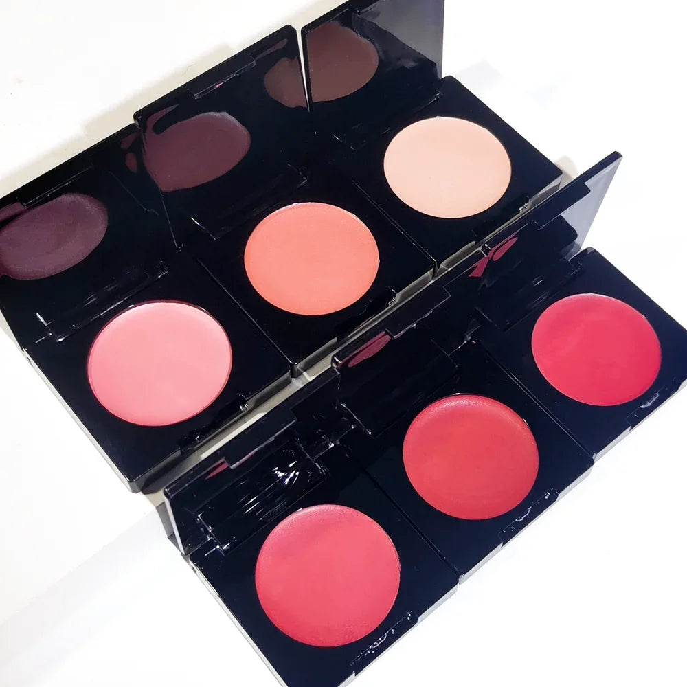 2-in-1 Lip Blush Mud Palette 6 Matte Shades Bold Red Brown Tones Qme