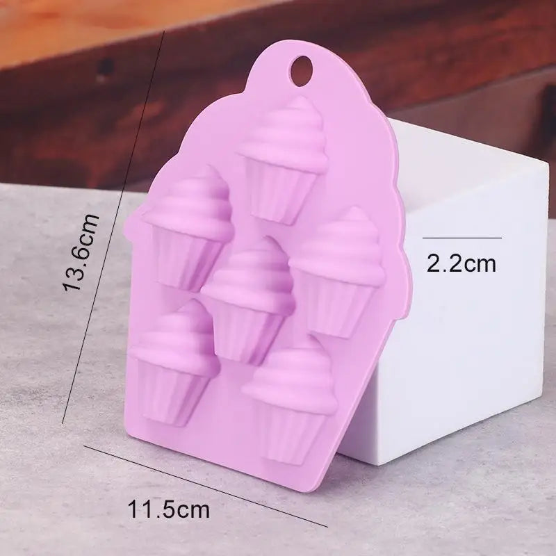 6 Cavity Food Grade Silicone Cupcake Molds Non Stick Surface Home Qme Purple