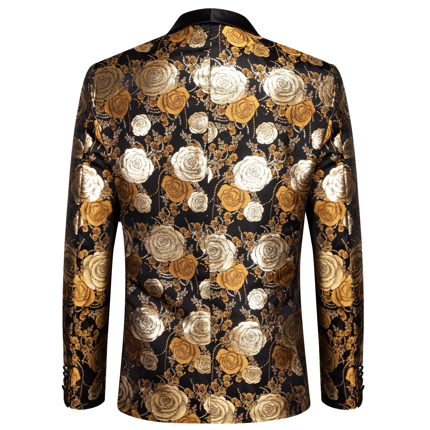 Men's Floral Rose Jacquard Blazer Multiple Colors Blue Red Black Gold Shawl Lapel Tuxedo Jacket for Wedding Prom Party Nightclub Qme