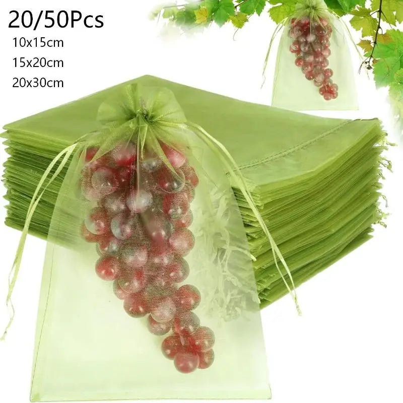 20 Reusable Fruit Proof Drawstring Bags Plants Protection Mesh Pest Qme