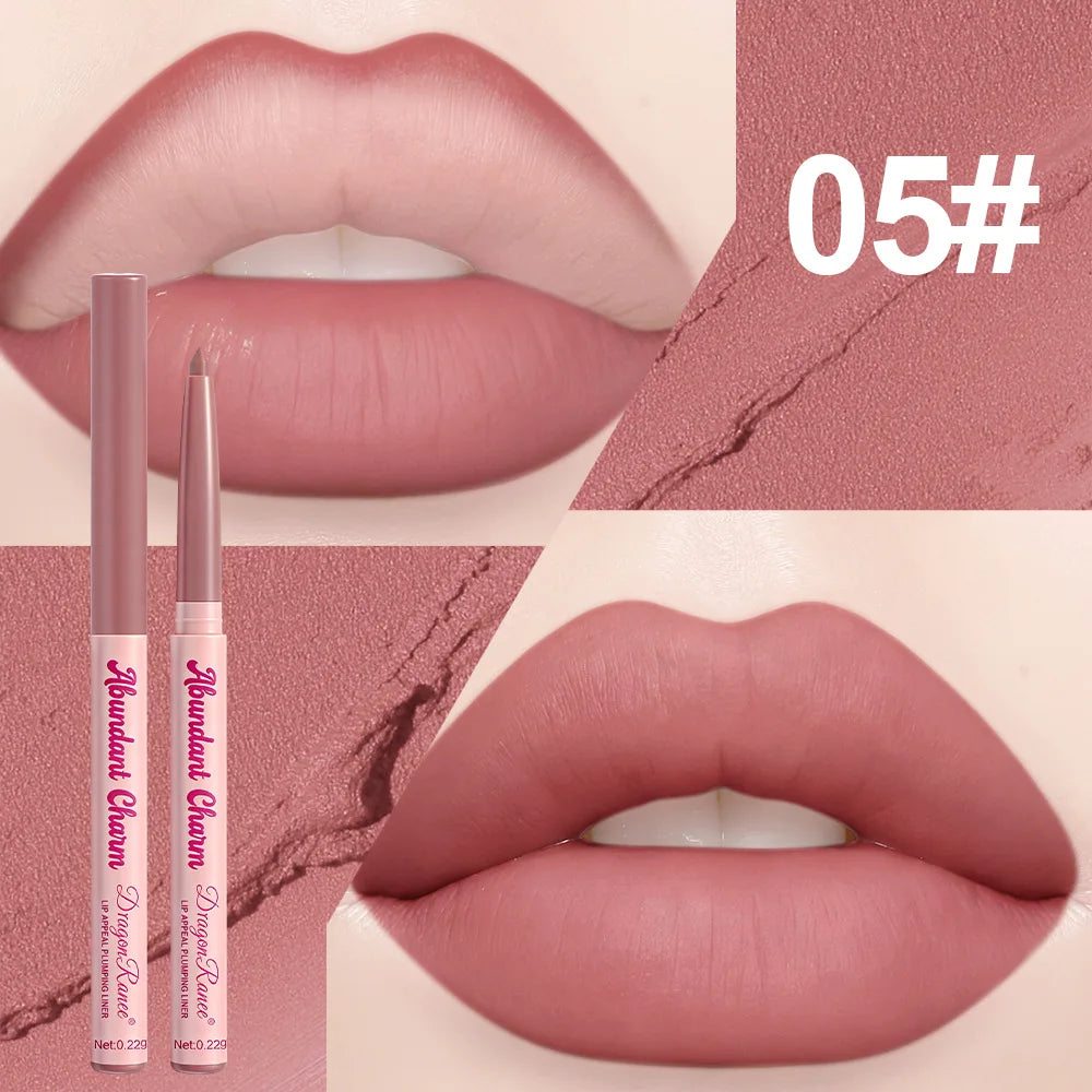 12 Colors Matte Lip Liner Pen Nude Pink Lip Contour Stick Waterproof Long-Lasting Outline Non-Drying Automatic Lipstick Makeup Qme 05