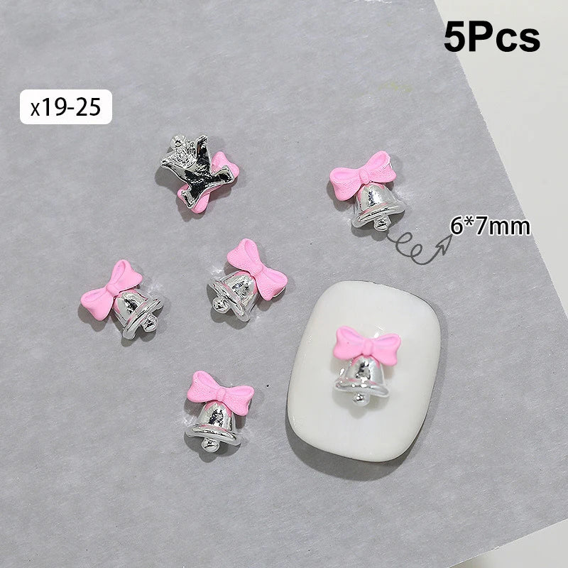 Christmas Alloy Nail Accessories Mini Colored Bow Bell Rhinestones Qme x19 25